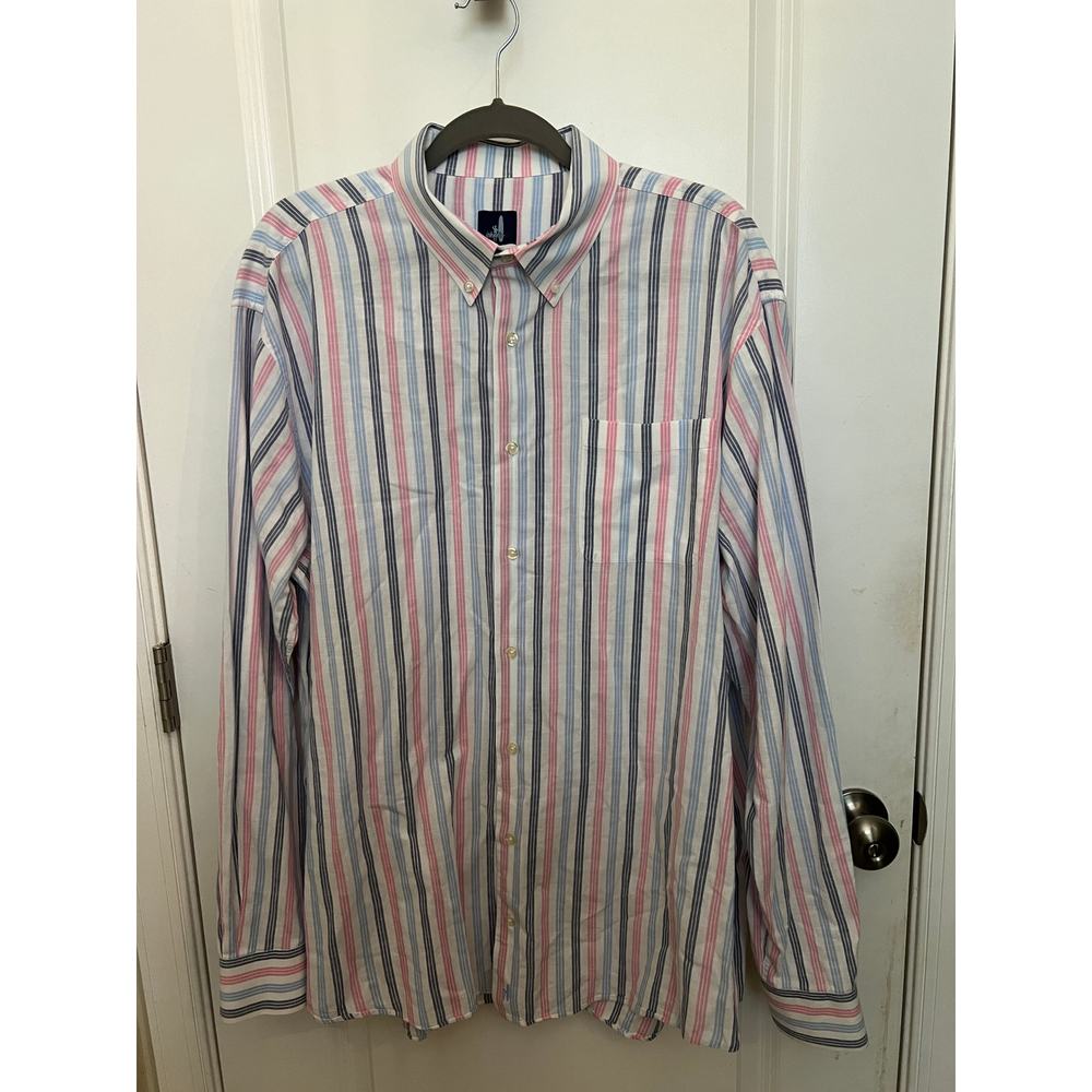 Johnnie-O Men's Long Sleeve Button Up Shirt Stripes XXL Cotton Classic Fit Work
